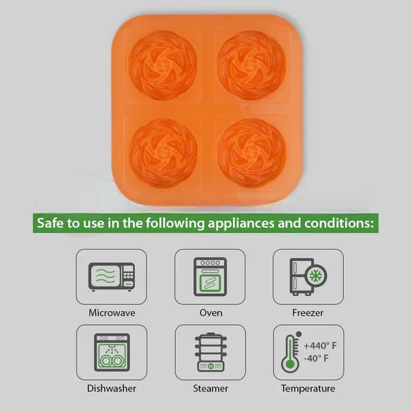 4 CVT Blooming Rose Shape Silicone Soap Mold