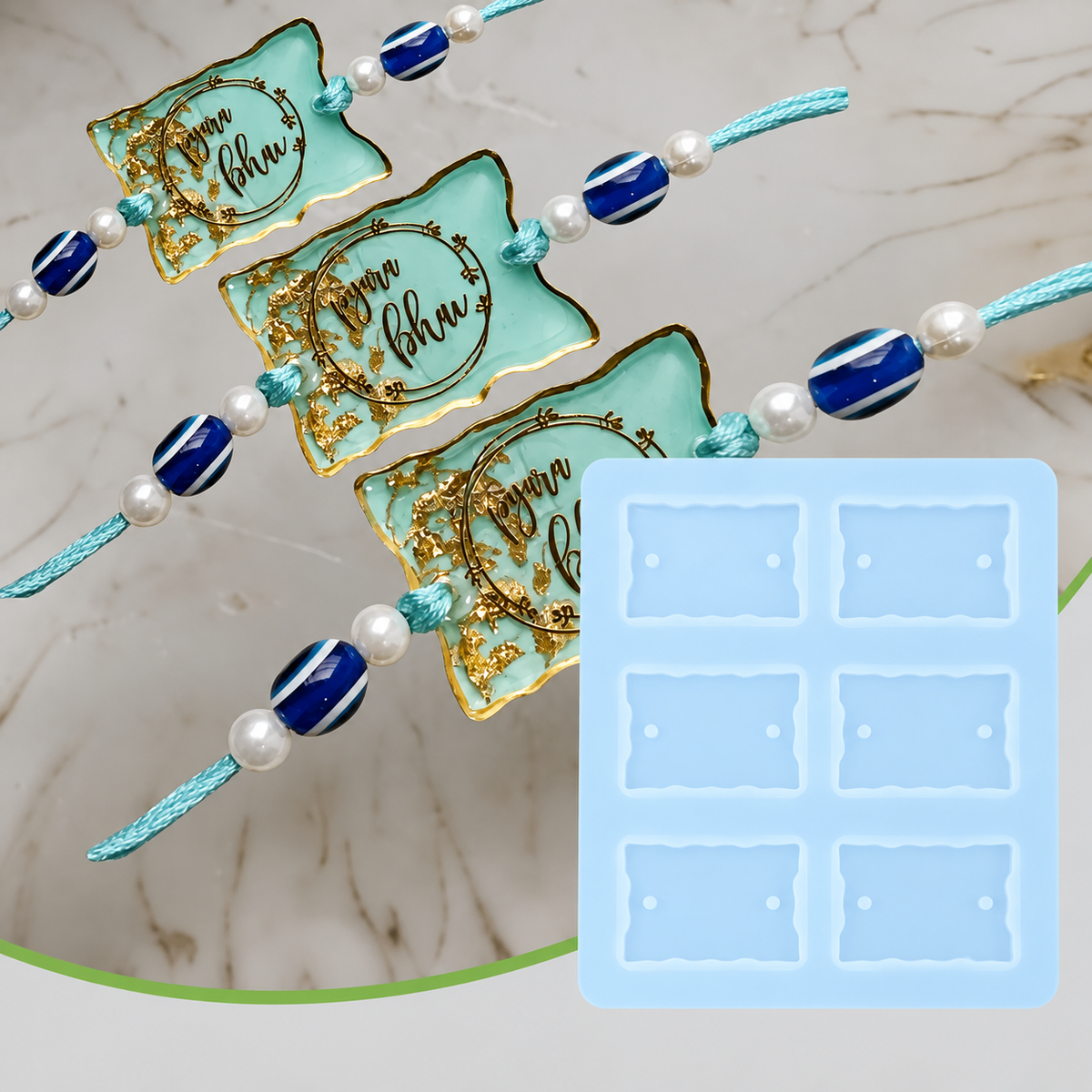 6 Cavity Rectangle Agate Rakhi & Bracelet Mould