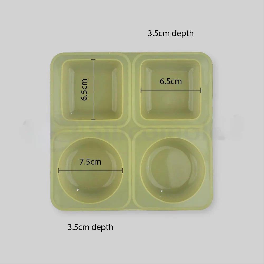 4-Cavity Round & Square Silicone Soap Making Mold