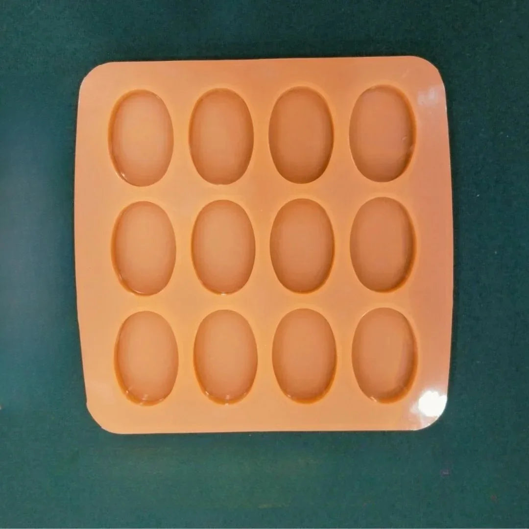 12-Cavity Oval Silicone Soap Making Mold