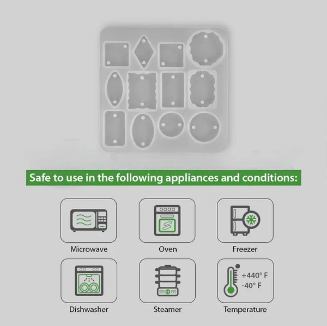 12-Cavity Multishape Earring & Keychain Silicone Mold for Resin Art