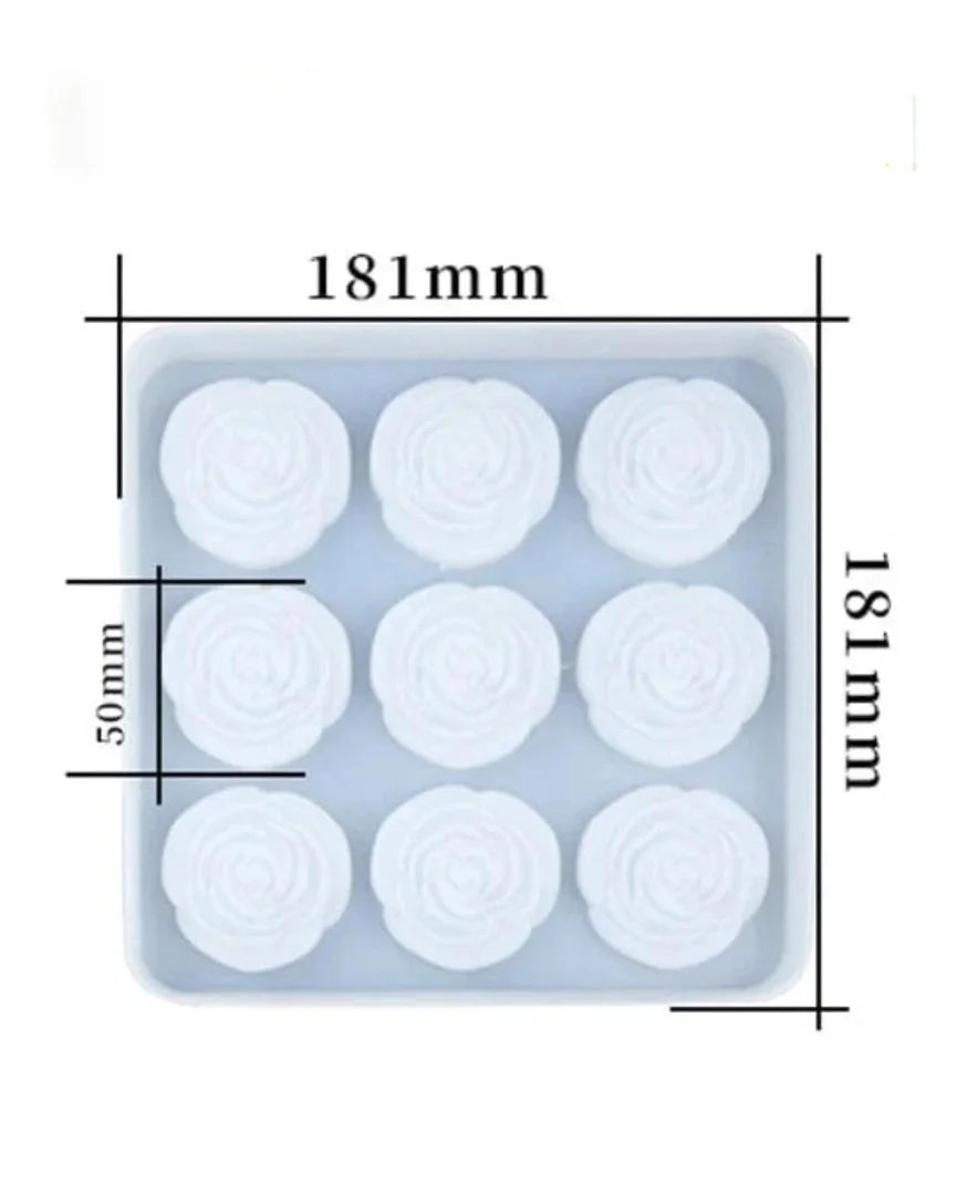 9 Cavity 3D Rose Flower Silicone Mold for Resin Art