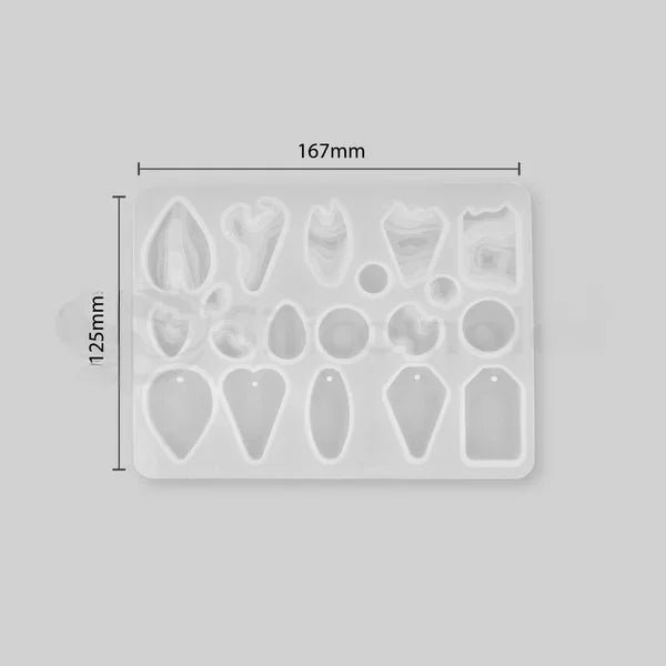 19‑Cavity Silicone Mold for Epoxy Resin Earrings & Pendants