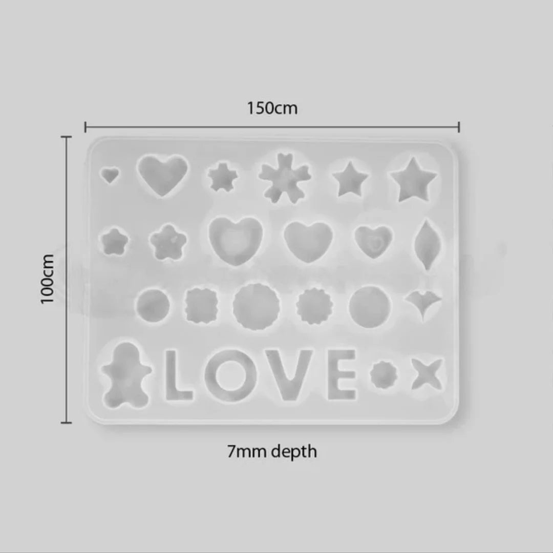 22-Cavity Silicone Keychain Mold – Mixed Shapes for Resin Art