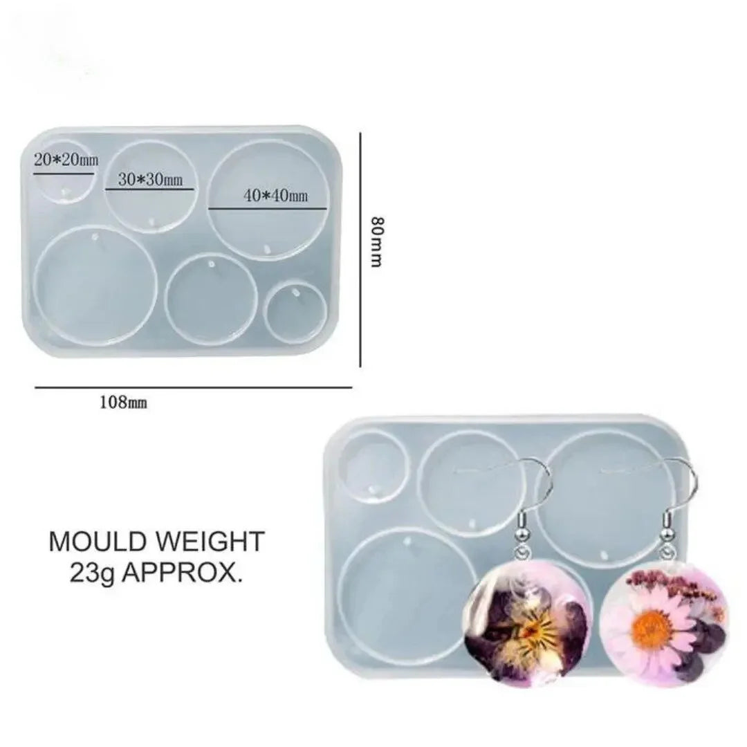 6-Cavity Round Jewellery & Keychain Silicone Mold