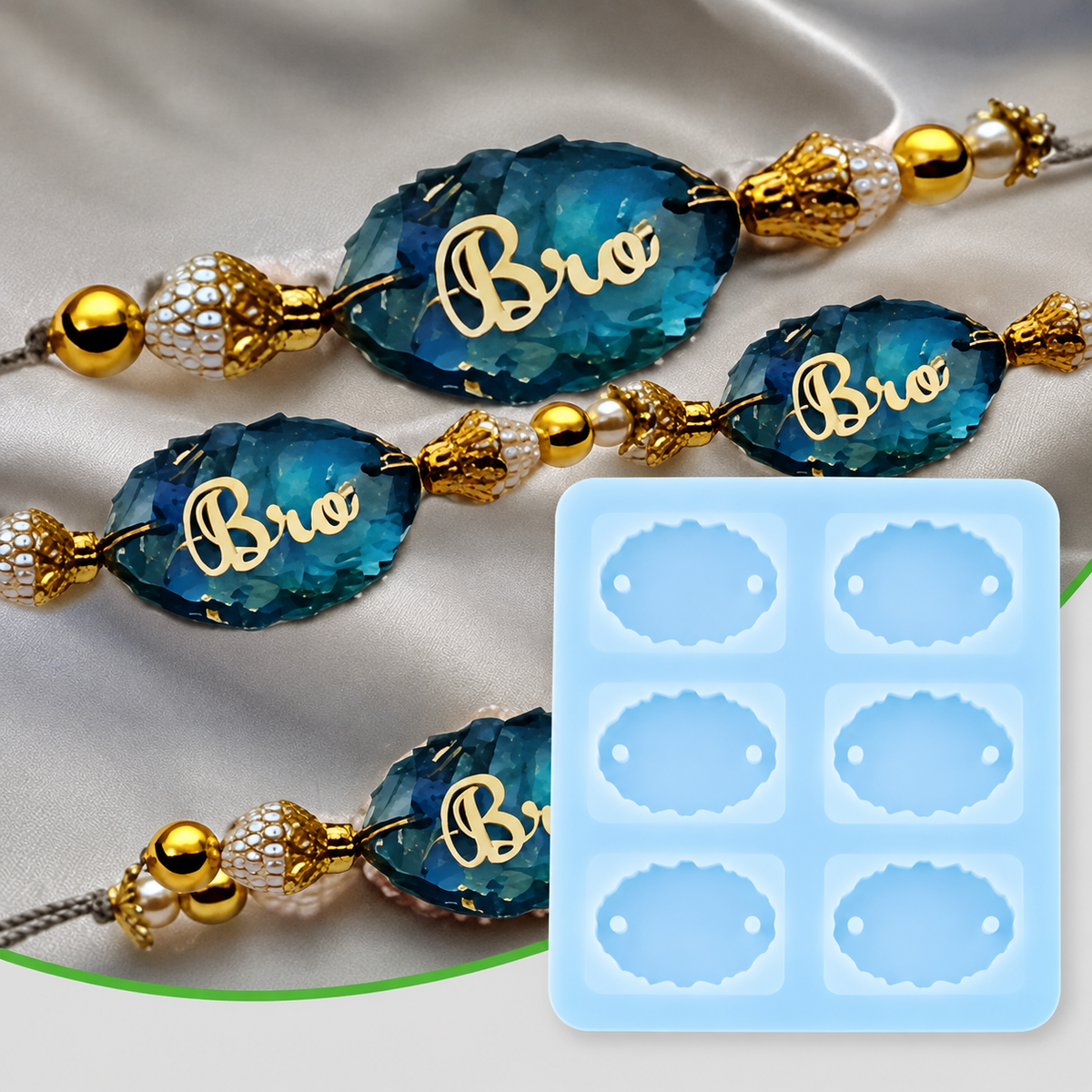 6 Cavity Oval Agate Rakhi & Bracelet Mould