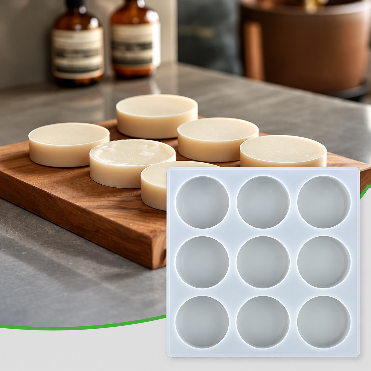 9-Cavity Round Silicone Soap Making Mold