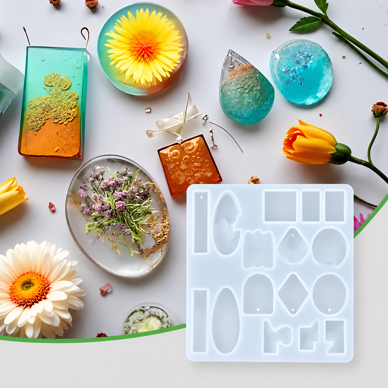 16-Cavity Jewellery Silicone Mold for Resin Art