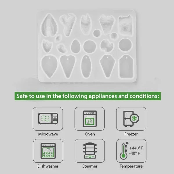 19‑Cavity Silicone Mold for Epoxy Resin Earrings & Pendants