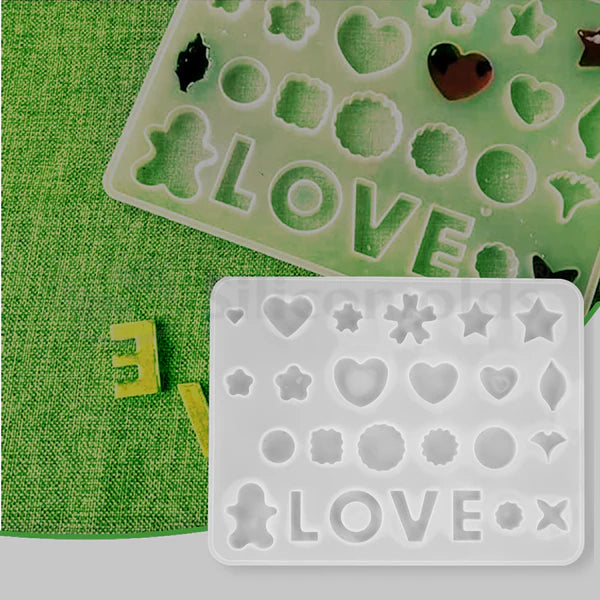 22-Cavity Silicone Keychain Mold – Mixed Shapes for Resin Art