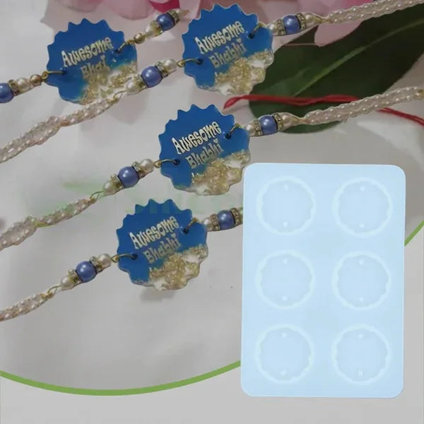 6 Cavity Round Agate Rakhi Silicone Mold for Resin Art